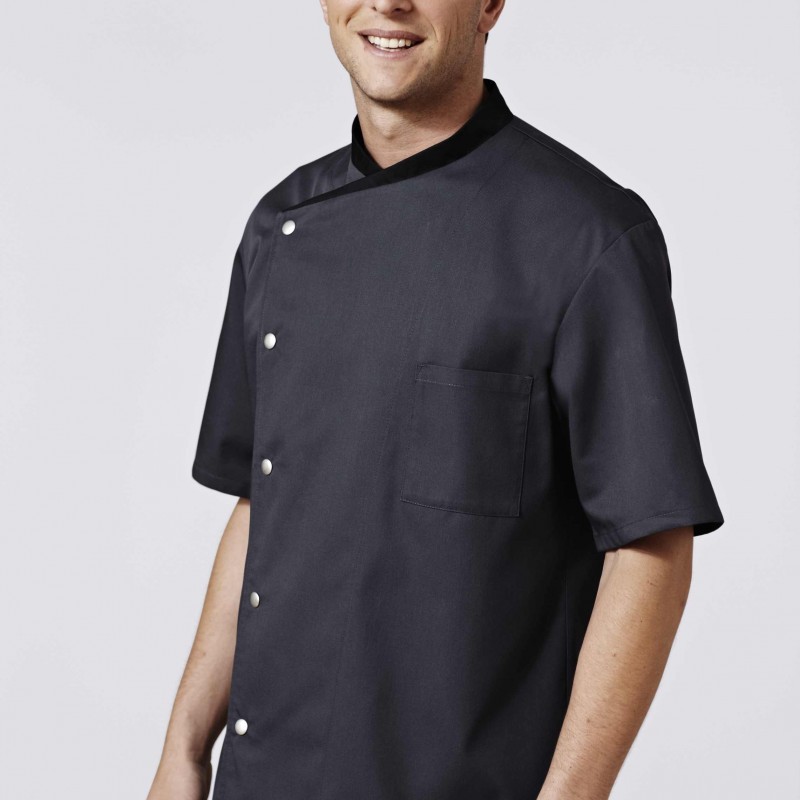 VESTE DE CUISINE GRISE ET NOIRE