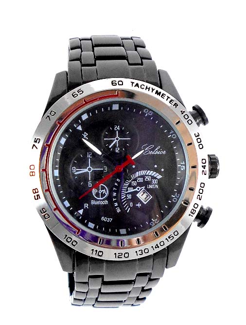 Montre Celsior homme sport noire cadran argent1