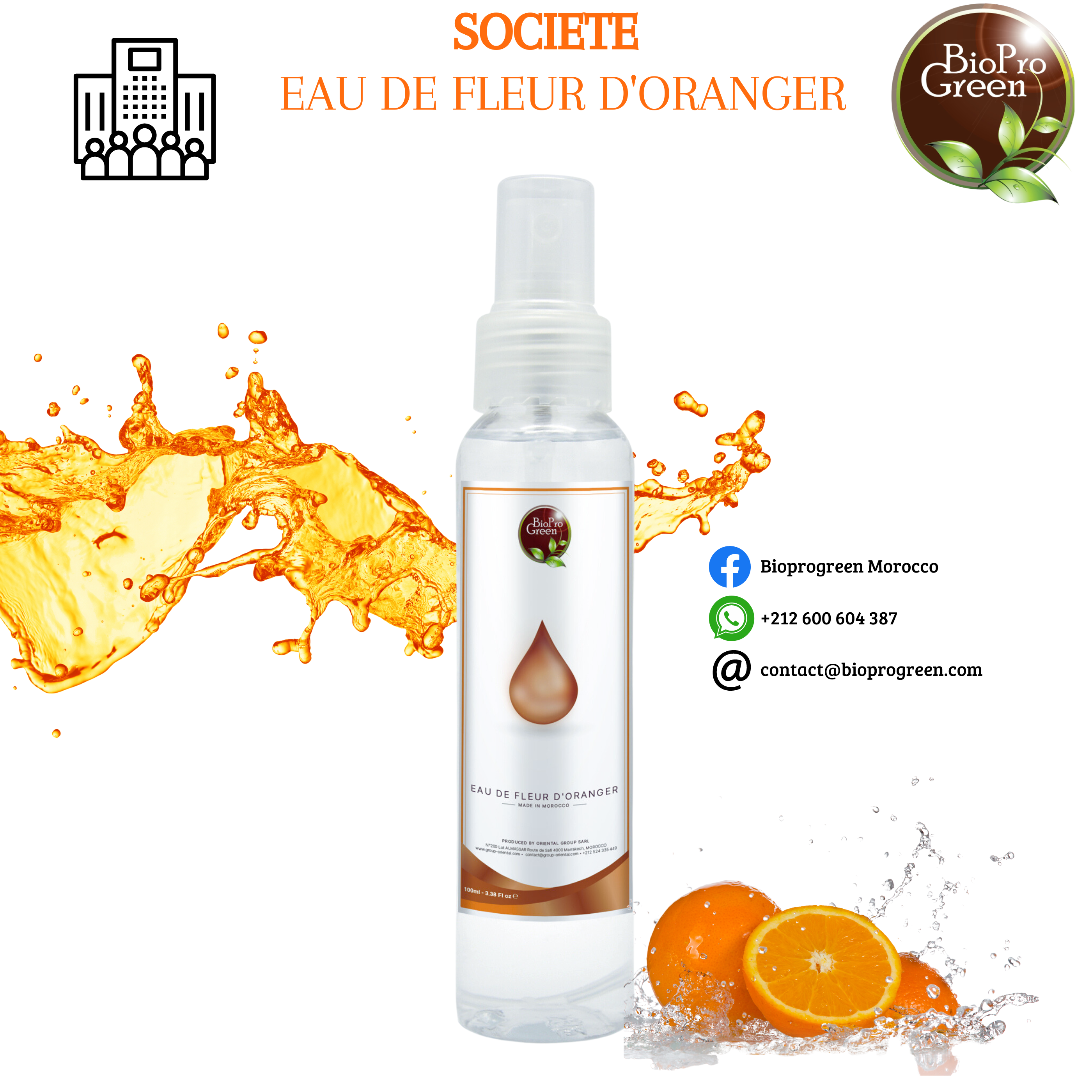 Eau de Fleur d'Oranger avec Etiquette Privée